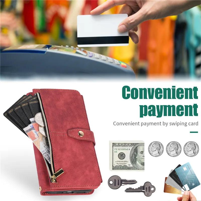 Lanyard Flip Leather Phone Case for XiaoMi 15T 15 14 14T 13T 12T POCO X5 RedMi Note 15 14 Pro Plus 13 12 Zipper Wallet Cover