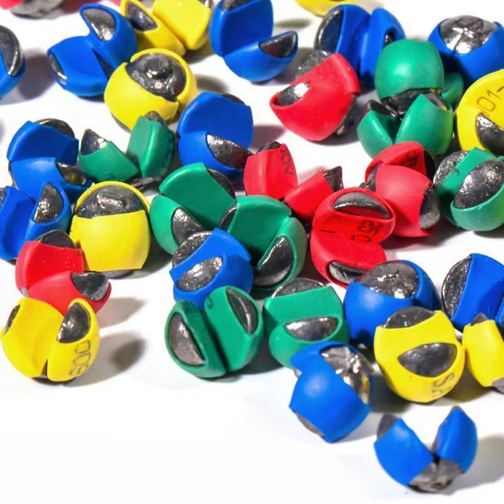 50PCS Quick Opening Fishing Lead Sinker Set, Round Bite Weights Biting Clip, Wrapping Glue, Not Damaging Line,Rock Fishing Gear