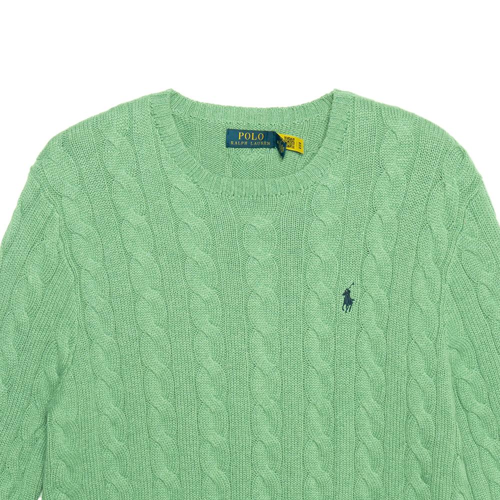 Polo Ralph Lauren Solid Color Logo Embroidered Cable Knit Crew Neck Sweater Men Sweater Green 710775885-052