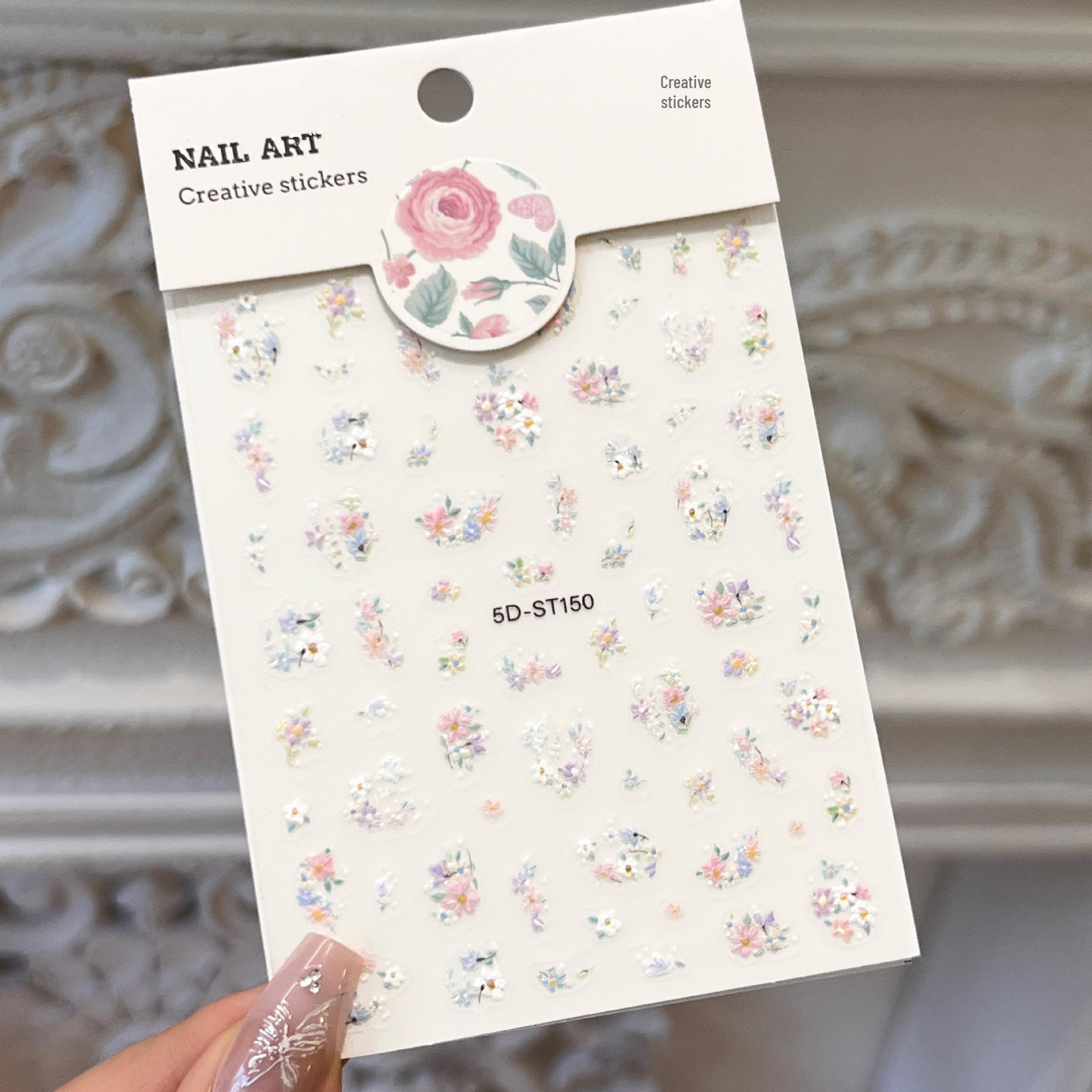 

5D Japanese Ins Style Colorful Flower Nail Art Stickers