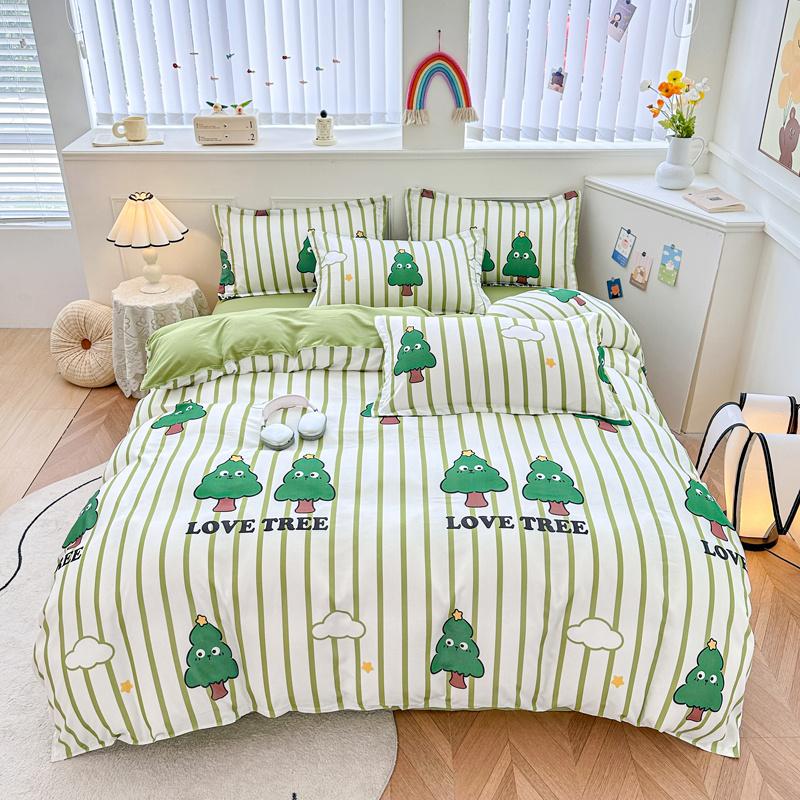 Cartoon Black Cat Duvet Cover SetKitten Bedding Set 4Pcs Quilt Cover 1 Flat Sheet And 2 Pillow ShamsPolyester Comforter Cover