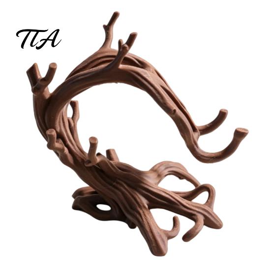 Stable Desk Accessories 3D Printed Tree Branch Phone Stand, Artistic Twisted Wood Holder Unique Root Ornament for Cell Phone, Rustic Organic