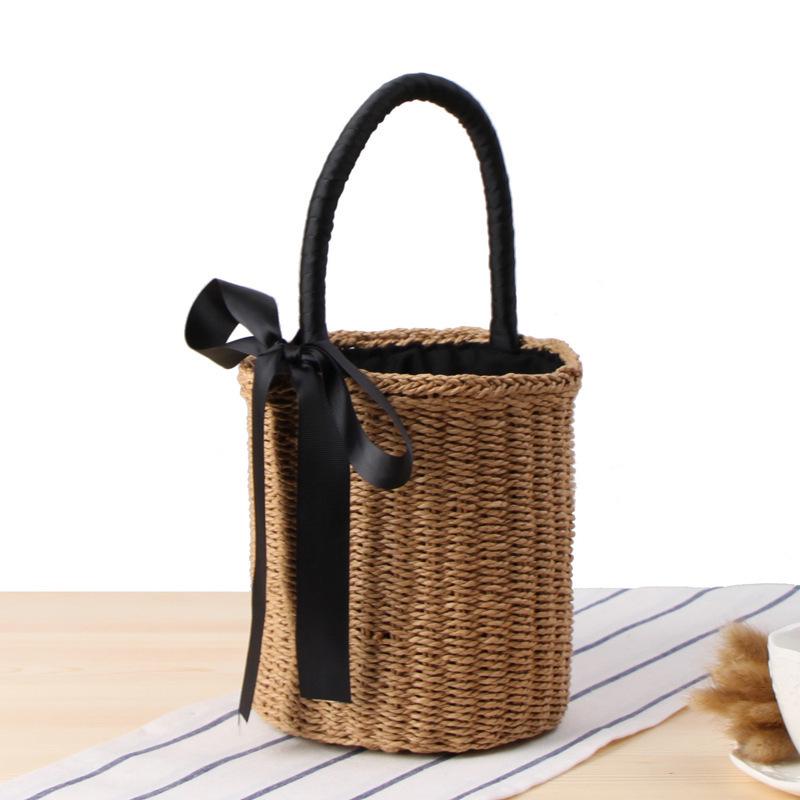 Round Cylinder Woven Handheld Bag: Versatile Summer Beach & Casual Women's Accessory