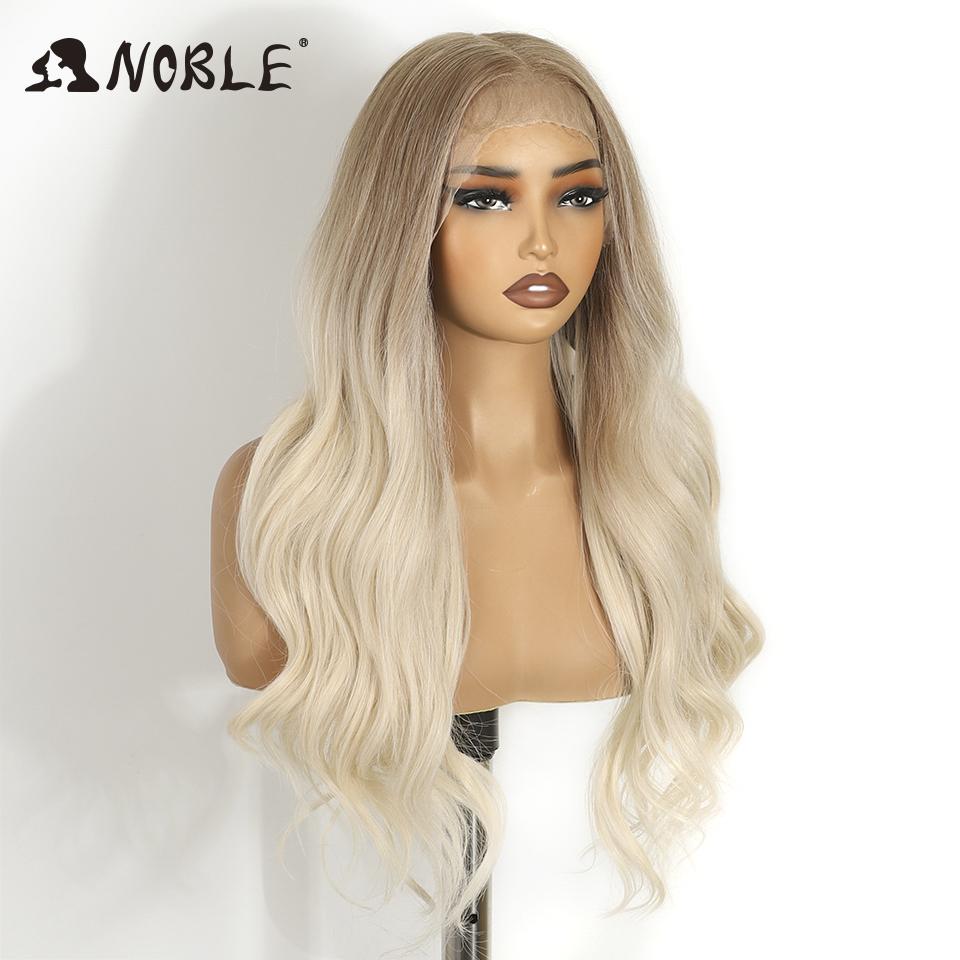 Szlachetna syntetyczna peruka z koronkowym przodem 13X6 Koronkowy przód 26 cali Falowana peruka z koronką dla kobiet Koronkowy przód Ombre Blond Peruka do cosplayu