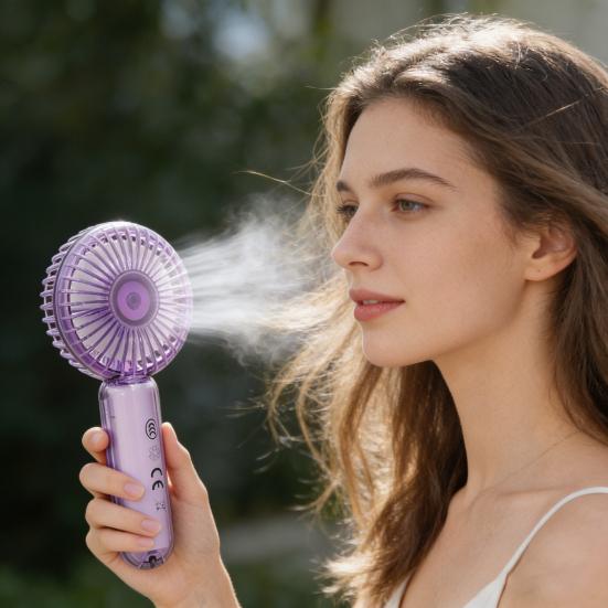 Portable Handheld Fan with LED Light USB Rechargeable Mini Fan with Hook 3 Speeds Brushless Motor Quiet Summer Gadget for Travel Office Outdoor