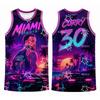 2026 Curry #30 Basketball Jersey Retro Open World Crime City Print Men 90s Florida Neon Street Style Basketball Fan Casual Vest