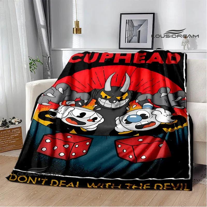 Cuphead Cartoon Printed Blanket Fashion Bed Linings White Flannel Warm Blanket Soft Comfortable Blanket Birthday Gift