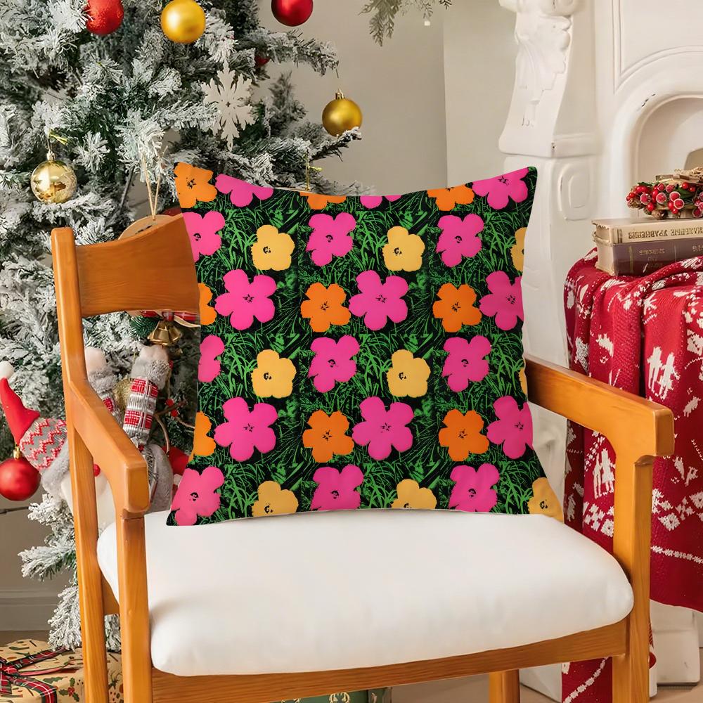Pop Modern Art AAndy Warhol Pillow Case Silky Short Plush With Invisible Zipper Dustproof Sofa Cushion Cover