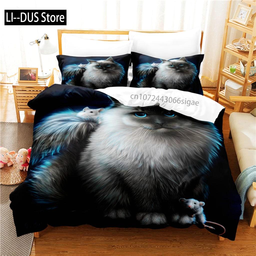 

Cute Cat Bedding Set Duvet Cover Set 3d Bedding Digital Printing Queen Size Bedding Set Fashion Design EU single(135x200cm)