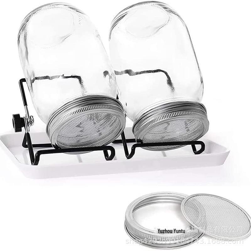 Mason Jar Sprouting Kit: Glass Jar with Stainless Steel Mesh Lid and Stand for Home Growing Bean Sprouts
