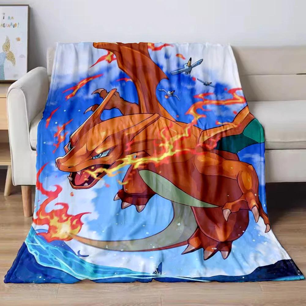 31 Style Anime Pokémon Charizard Cartoon Flannel Blanket for Sofa Home Sofa Student Blankets Children Student Nap Girl Kids Gift