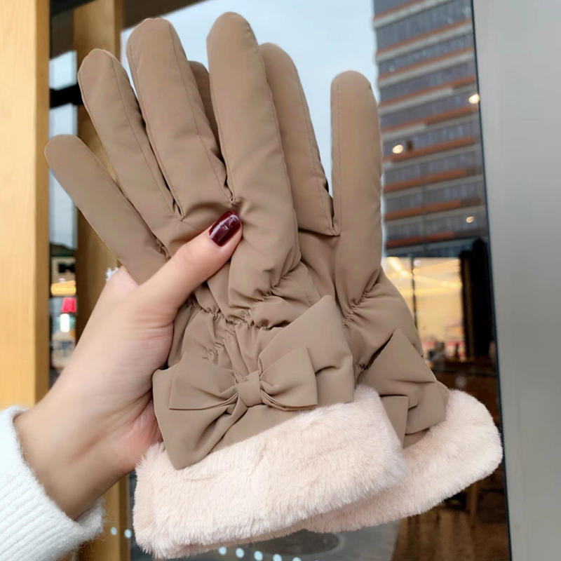 Winter Women's Gloves with Down Cotton for Cold Weather Keep Warm Windproof Touchscreen Fashion Soft Female Mittens for Outdoors