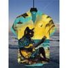 Men's Street Style Short-sleeved Shirt, Quirky Black Cat and Shark Print Casual Men's Top, Trendy and Fashionable Hawaiian Shirt
