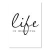 Svart Hvit Life Quote Lerretsmaling Skandinavisk stil Kjærlighetsplakat og trykk Nordiske veggbilder til stuen Hjemmeinnredning