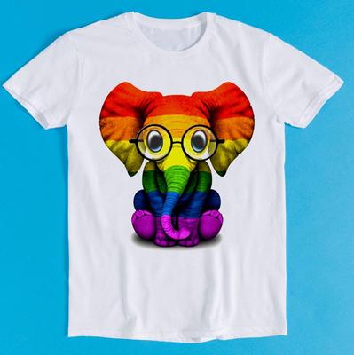 Glasses Baby Elephant Rainbow Gay Pride Soho LGBT Meme Cult Movie Music Unisex Men Women Cool Gift Tee T Shirt K2756