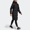 Adidas Solid Color Zip Hooded Long Cotton Coat Women Outerwear Black CY8647