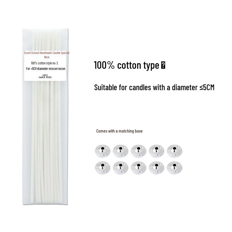 Smokeless Cotton Candle Wicks with Holders - DIY Handmade Over-Waxed Wicks