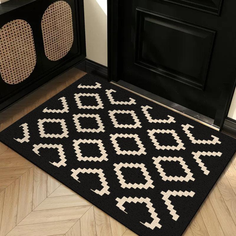 Entry Door Floor Mat Light Luxury Geometric Porch Scraping Mud Rubbing Soil Easy To Take Care Of Foot Pad Door Wear-Resistant Non-Slip Silk Ring Floor