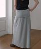 Sigreat Folding Waist Jersey Long Skirt_Grey