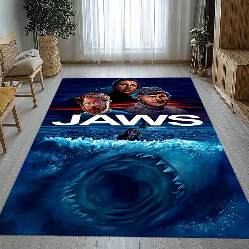 Horror Movie Jaws Shark Living Room Non-Slip Area Rug Soft Carpet for Bedroom Kids Playroom Sofa,Home Decor Doormat Gift