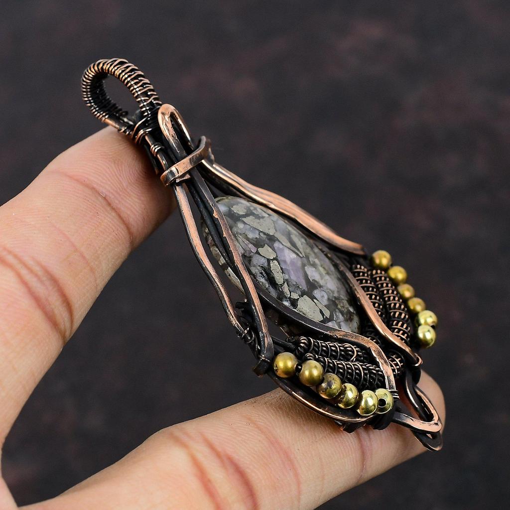 Copper Pink Opal Gemstone Pendant Copper Wire Wrapped Pendant Handmade Brand New Pendant Copper Wire Wrap Jewelry Women Pendant Gift For Mom