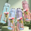 1PC Giraffe Watercolor Animal Print 750ml Color Plastic Sports Water Bottle Leakproof Flip Straw Lid Suitable for Sports Office Home Use