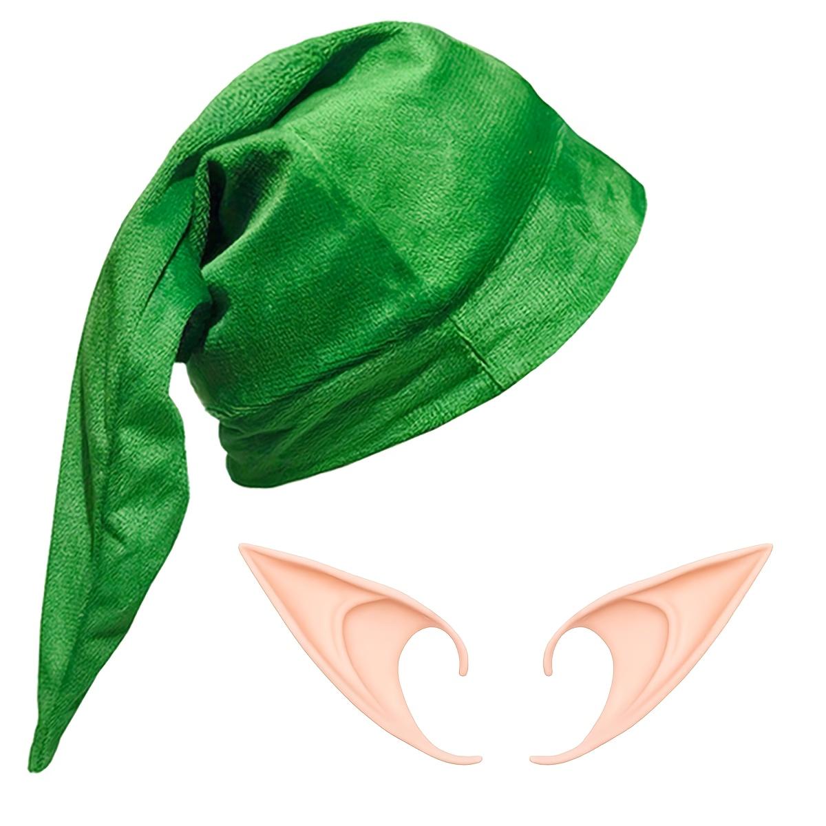 1 Set Of Elf Hat Costume Accessories, Including A Gnome Hat And Ears, Green Hat Christmas Costume, Adult Fairy Tale Role-Playing Outfit, Fairy Tale Green hat, pink ears