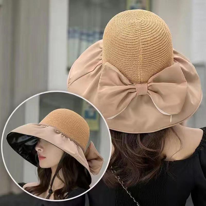 Spring Summer Hat For Women Big Wide Brim Women Bucket Hat Solid Color Foldable Uv Protection Outdoor Beach Panama Cap Sun Hats
