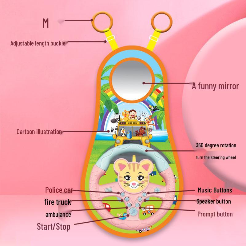 Kids' Interactive Cartoon Steering Wheel Toy for Rear Seat