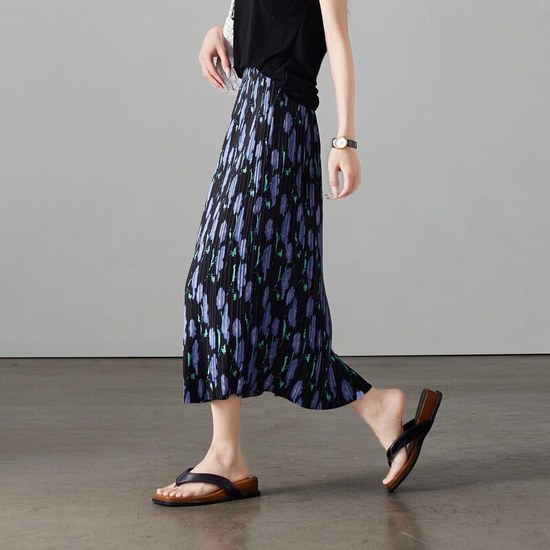 SOFSIL Women s Summer Pleated Floral Straight Skirt 30/XXL чёрный