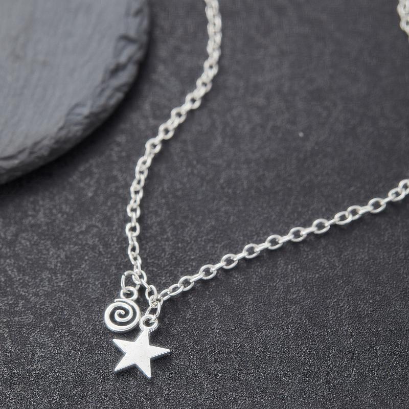 Retro European and American Spiral Symbol Star Pendant Necklace Ladies Men's Bohemian Fashion Hip Hop Y2K Party Zircon Gift