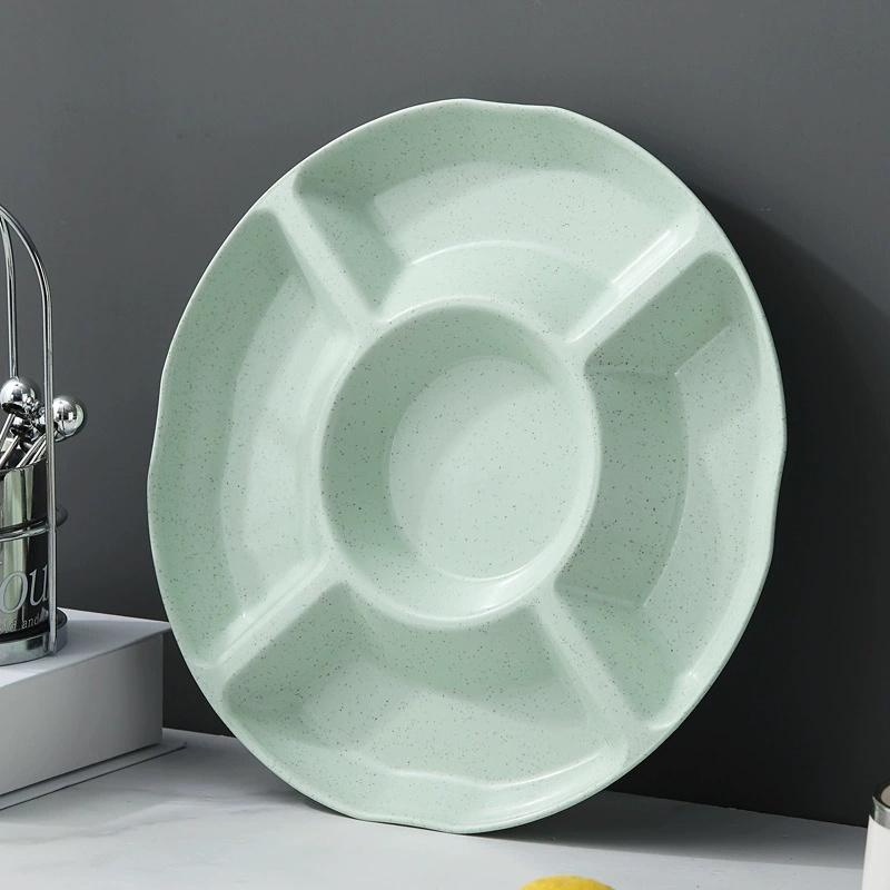 Candy Plate 5 Compartments Large Capacity Round Food Grade Multi-purpose Snack Fruit Nut Food Serving Tray Dish Holder Kitchen Supplies