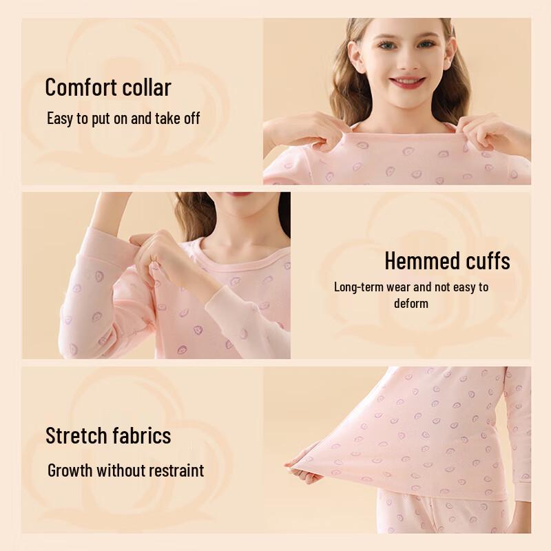 Girls' Pure Cotton Thermal Underwear Set