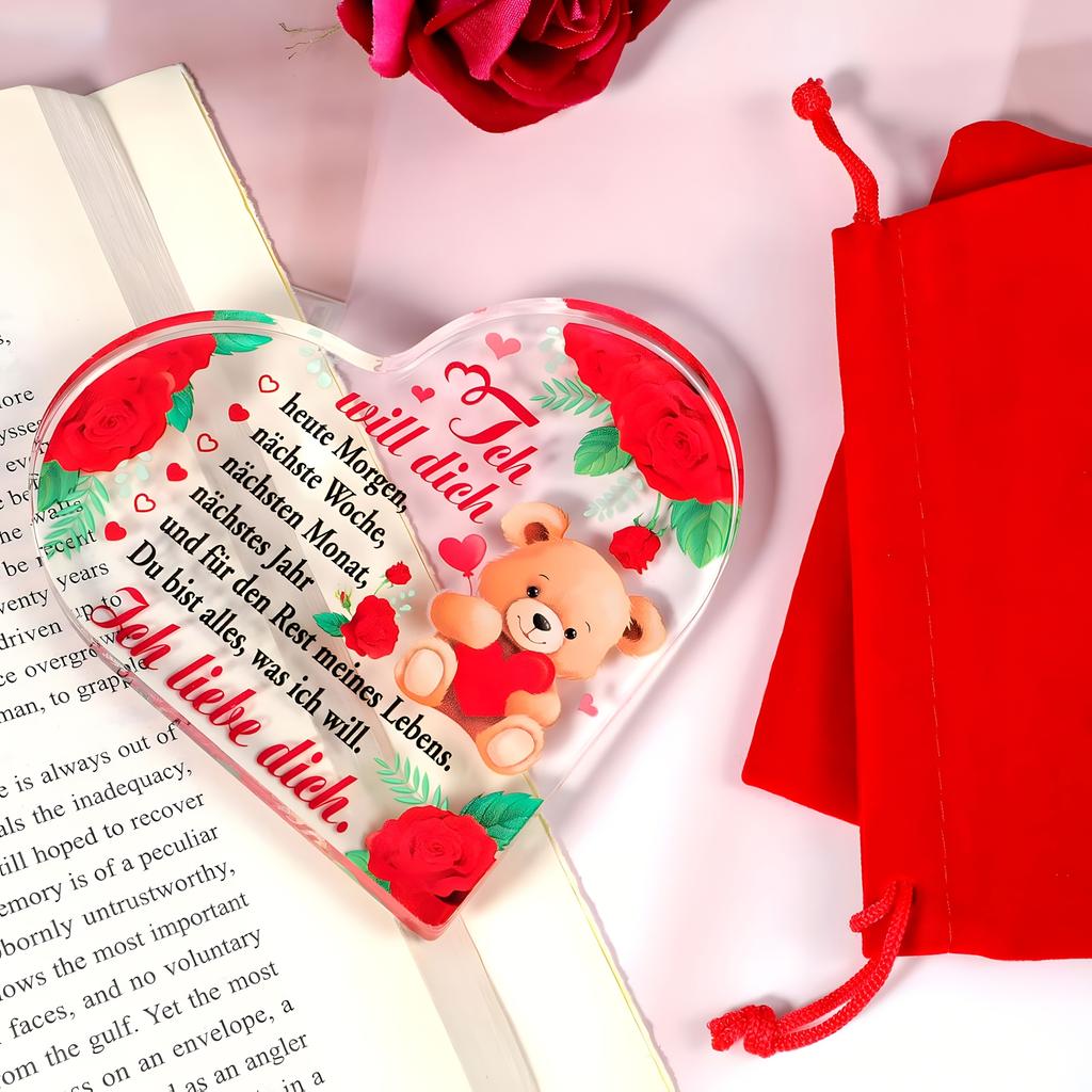 1 pz Decorazione a Cuore Acrilica | Regalo Romantico "Ti Amo" per Moglie/Fidanzata, Ideale per San Valentino, Anniversario, Compleanno - Acrilico da Tavolo