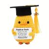 Anatra a Energia Positiva Divertente Peluche Fatto a Mano in Lana Con Biglietto Regalo di Laurea Bambola Lavorata a Maglia Carina Decorazione per la Casa e la Stanza