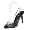 Plus Size Rhinestone High Heel Open Toe Sandals Women's Cross Pointed Toe Back Trip Strap Crystal Fish Mouth Shoes