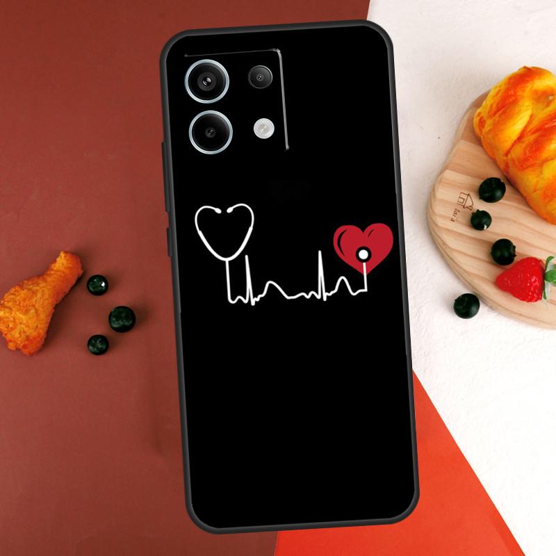 Nurse Heartbeat Case For Xiaomi Redmi Note 14 Pro 9 10 11 12 13 Pro 10S 11S 12S Redmi 13C 10C 12C 14C Coque