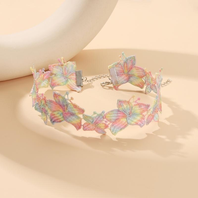 Elegant Lace Collar Necklace with Colorful Hollowed Out Pattern Stylish Lace Choker Jewelry for Women Teens Ladies