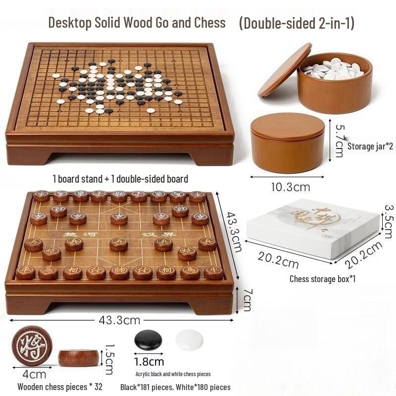 Solid Wood Go & Chess Board Set