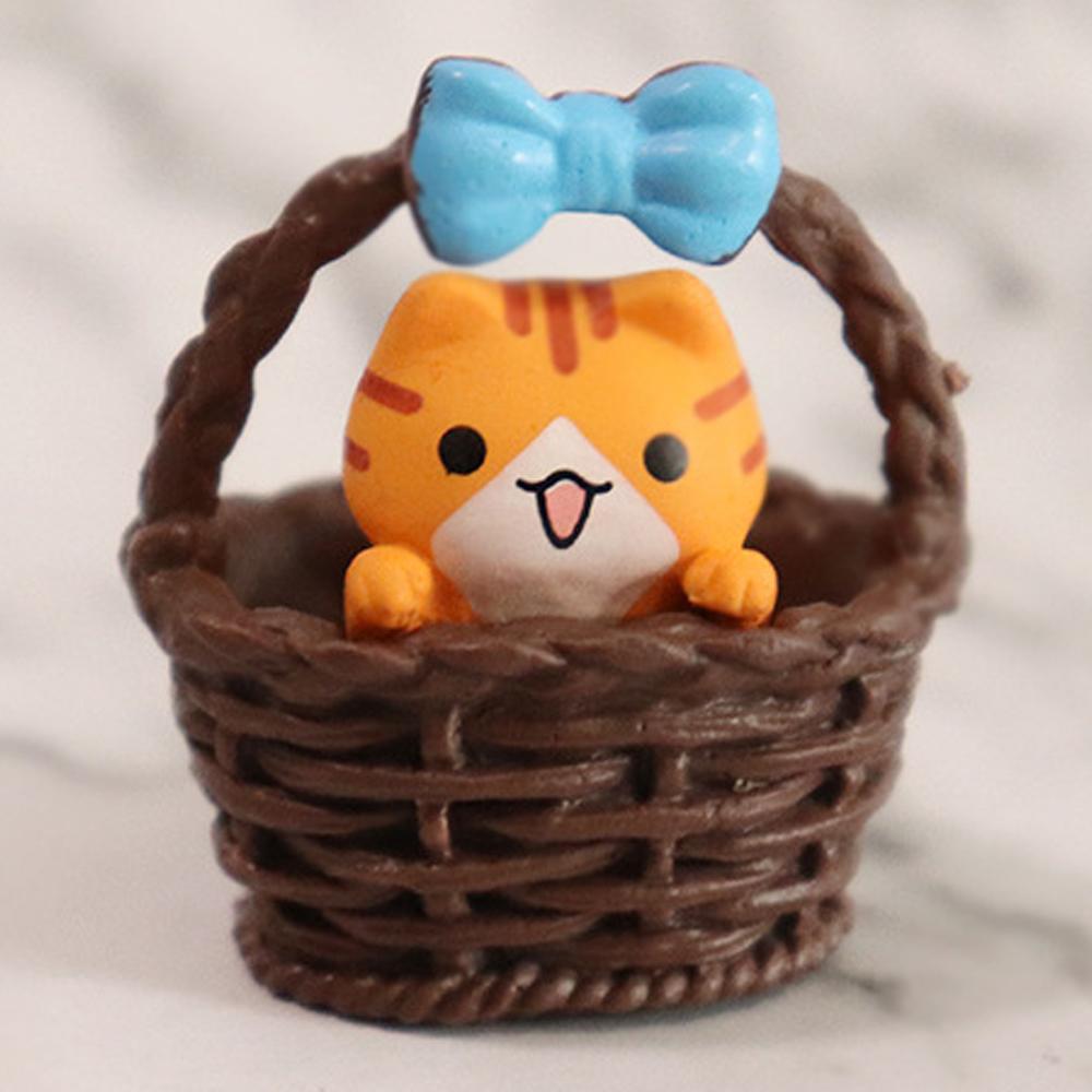 

Милая корзина с кошкой, миниатюрные фигурки котят, статуэтка для детей, подарок на день рождения ребенка, украшение комнаты, сада, автомобиля, дома 35mm x 32mm