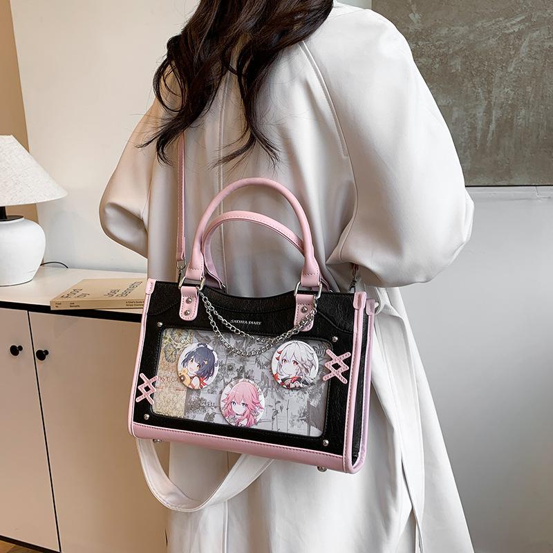 Autumn and winter new niche design pain bag women's large food volume two-dimensional sweet cool handbag college style messenger bag