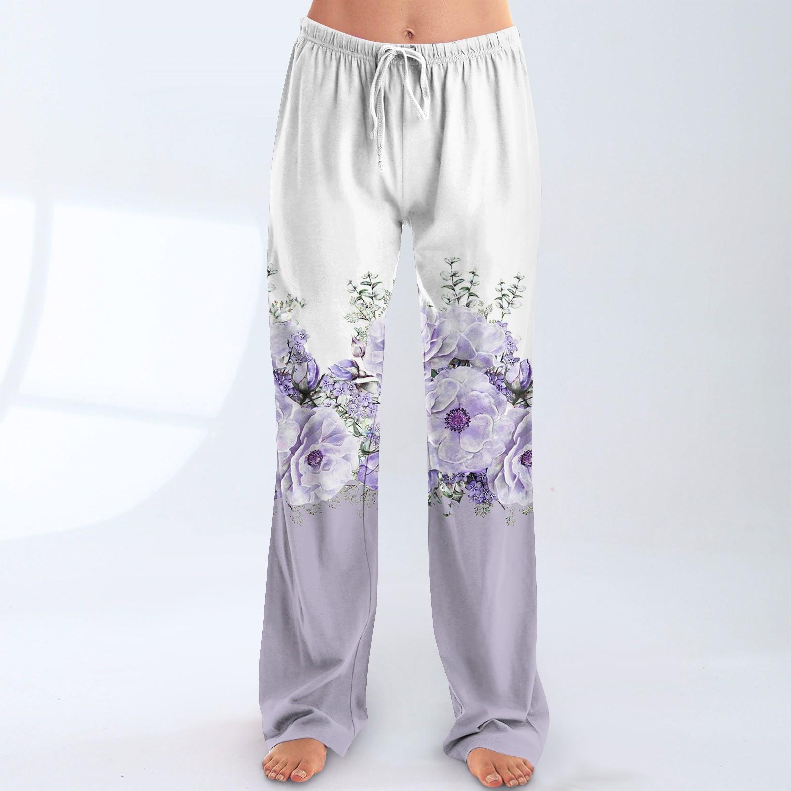 

Женские пижамные штаны, одежда для сна, повседневные брюки с эластичной резинкой на талии, удобные прямые свободные брюки для йоги S