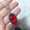 Gothic Retro Blood-red Black Stone Oval Glass Pendant Necklace for Women Hallowmas Party Charm Fashion Jewelry Accessories Gifts