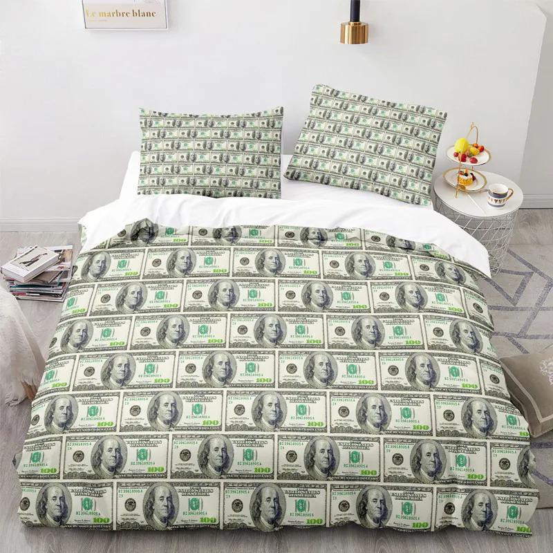 

Money Duvet Cover King Microfiber Dollar Bills Of United States Federal Reserve With The Portrait Of Ben Franklin Bedding Set 135x200cm 2pcs