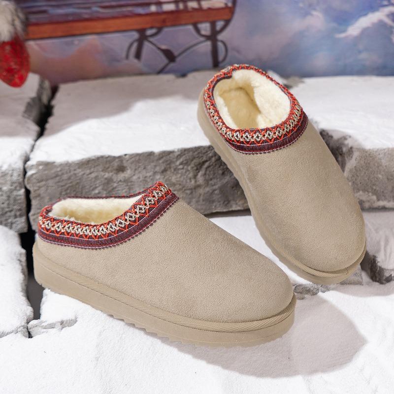 Schneestiefel Damen Herbst und Winter Neuer Stil Fleece Dicksohlige Halbkordelzug Baumwollschuhe
