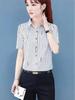 Women's 2025 Summer Vertical Stripe Short Sleeve Shirt - Stylish & Youthful Look