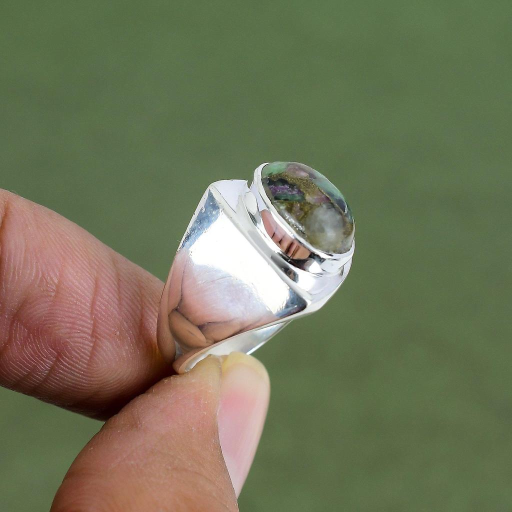 Kupfer Rubin Zoisit Ring 925 Sterling Silber Ring Natürlicher Edelstein Schmuck Eleganter Silberring Handgefertigter Ring Für Geschenk Erhältlich In Ringgröße
