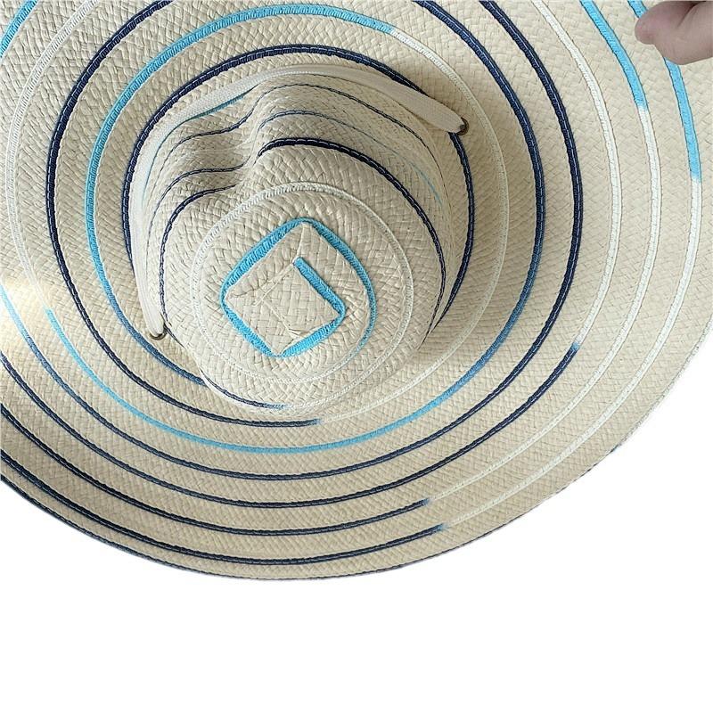Summer Straw Hat Women's New Color Bar Big Brim Sun Hat Sunscreen Sun Hat Beach Vacation Seaside Travel Foldable