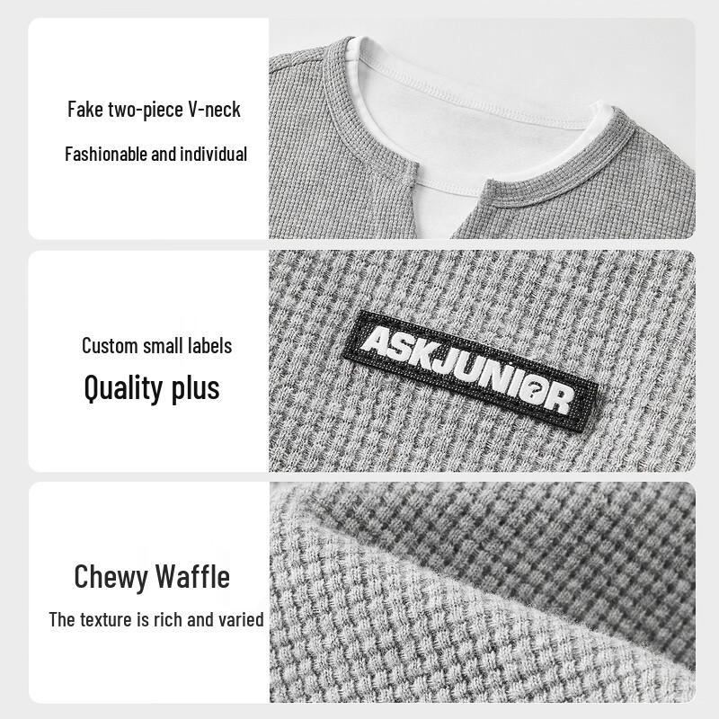 ASK JUNIOR Boys' Textured Fake Two-Piece Long-Sleeve T-Shirt