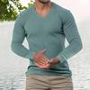 Mens V Neck Long Sleeve Shirts Solid Color Textured Dressy Sweaters Blouses Fall Fashion Loose Outfits 2025